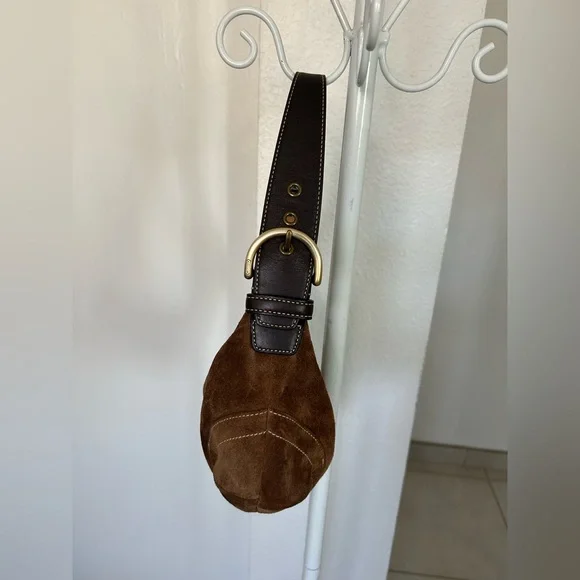 Coach #9503 brown suede small hobo - Picture 3 of 10